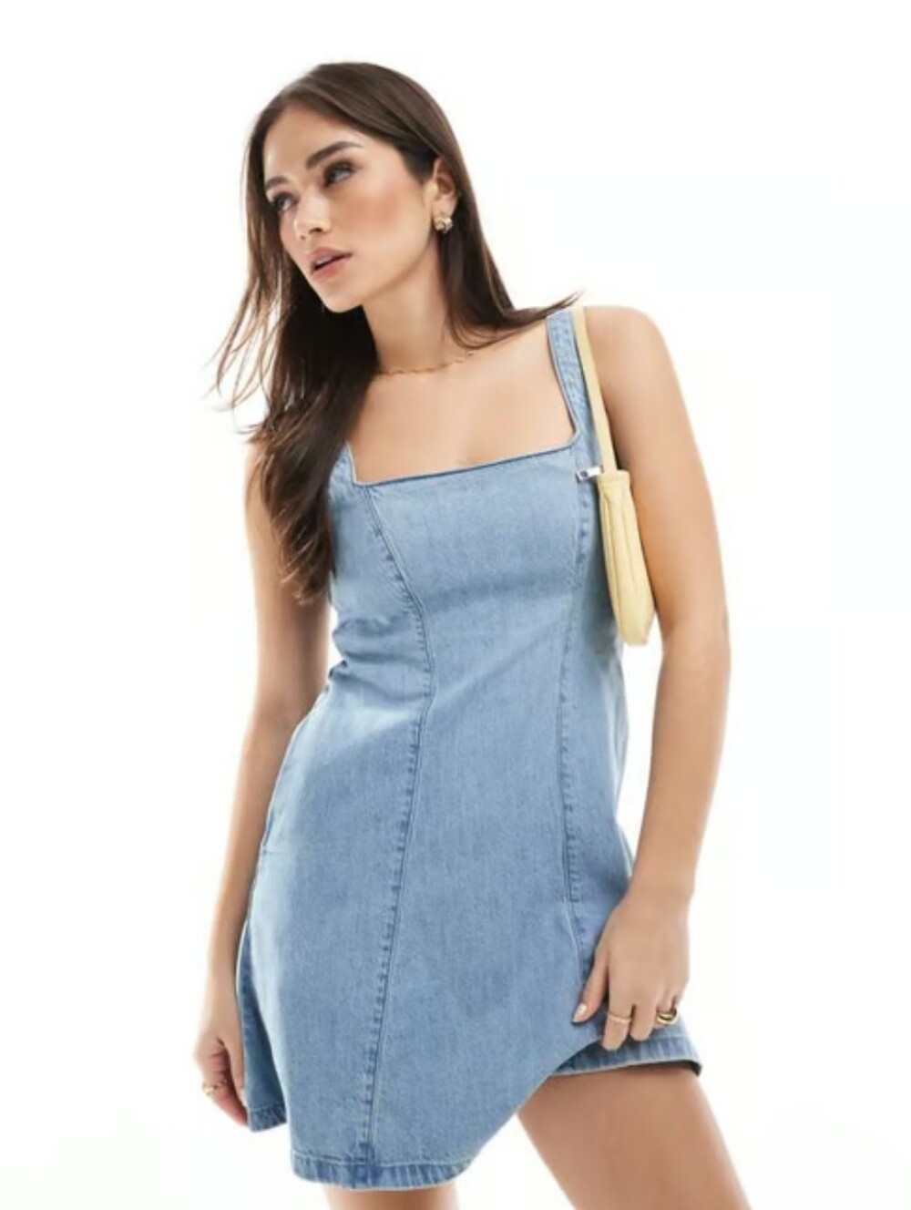 hollister denim dress | Dresses | Hollister Square Neck Tie Back Structured Mini In Sz L Show Off Shaping Push-Up 8/30 Color::#18-Dusty Rose Womens clothing
